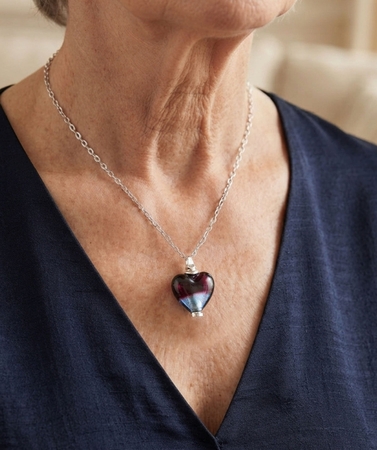 Loved Remembered Murano Glass Heart Urn - 'Joyful Hope'