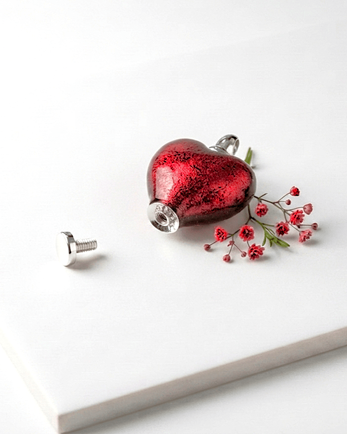 Loved Remembered Murano Glass Heart Urn - July