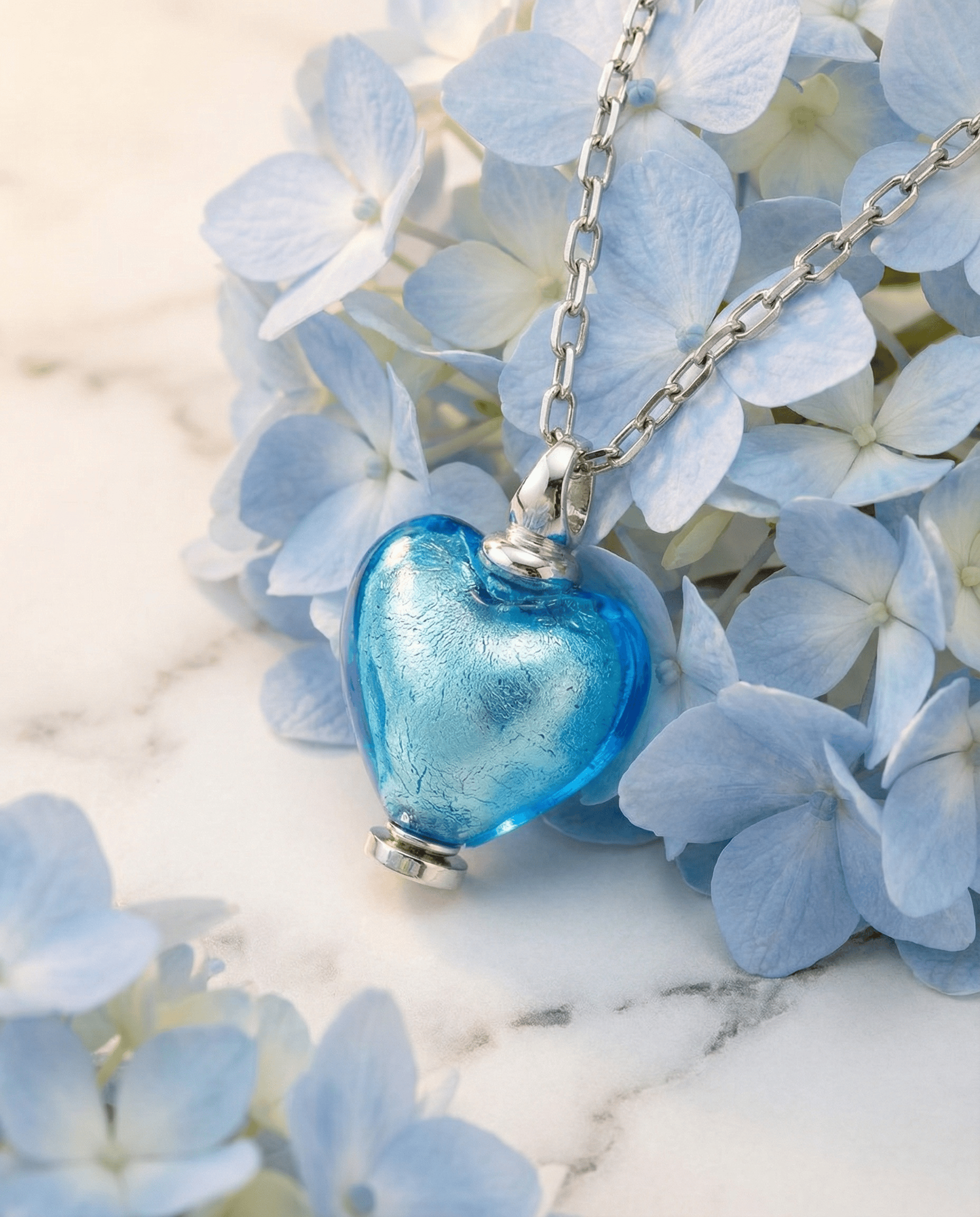Loved Remembered Murano Glass Heart Urn - March