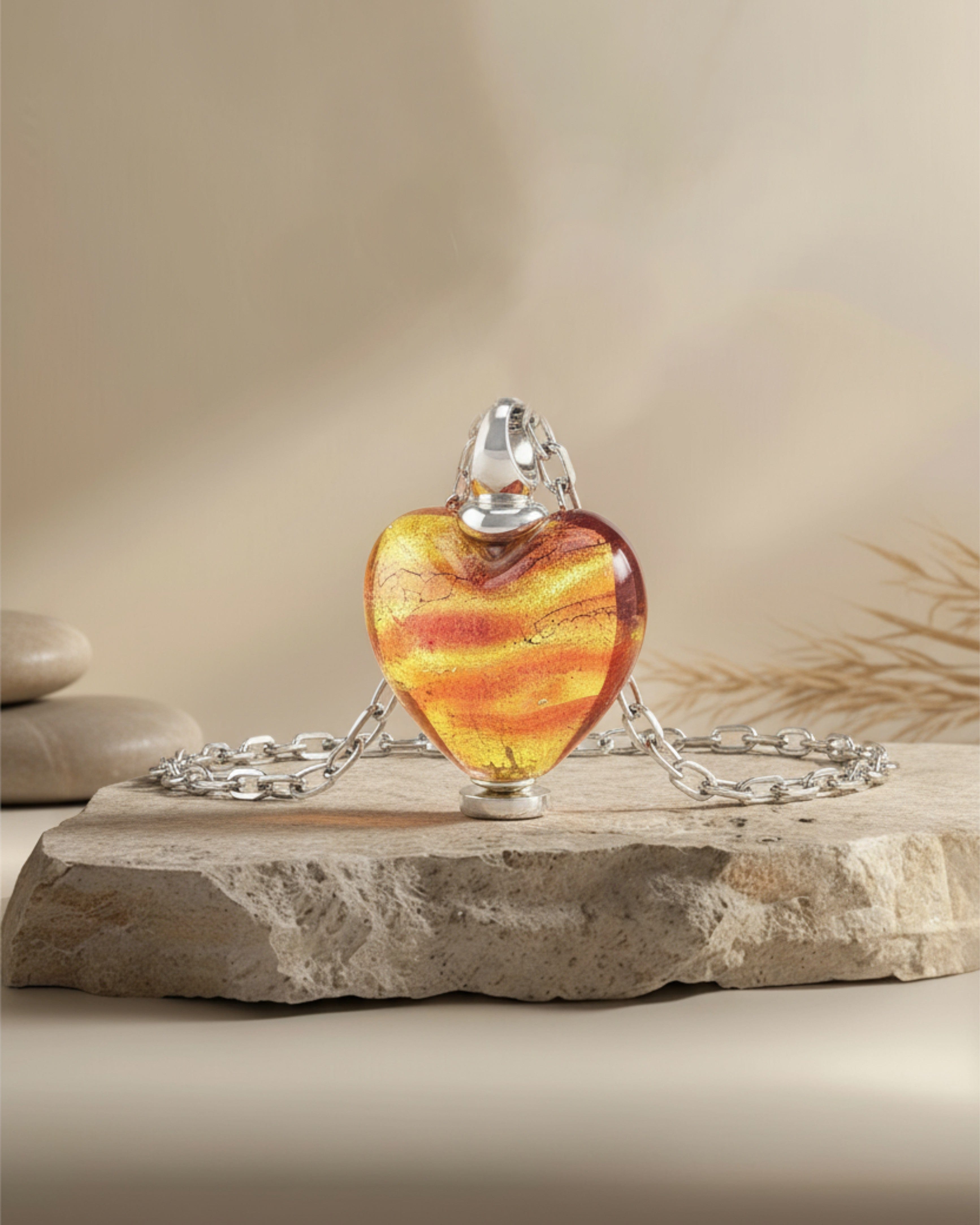 Loved Remembered Murano Glass Heart Urn - November