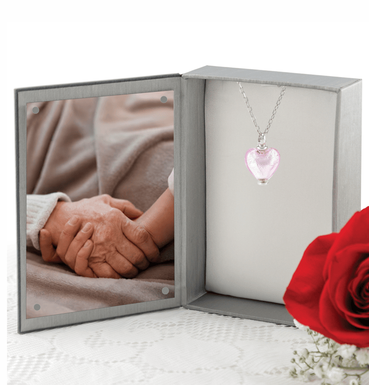 Loved Remembered Murano Glass Heart Urn - October