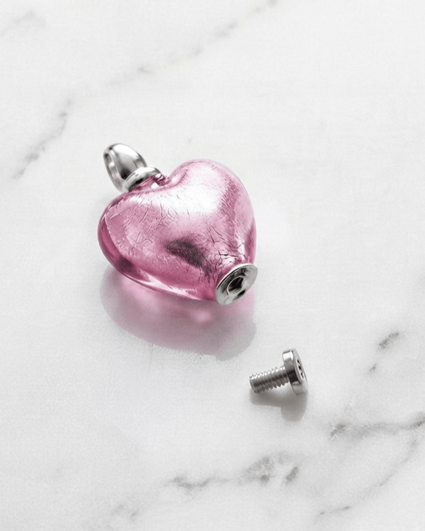 Loved Remembered Murano Glass Heart Urn - October