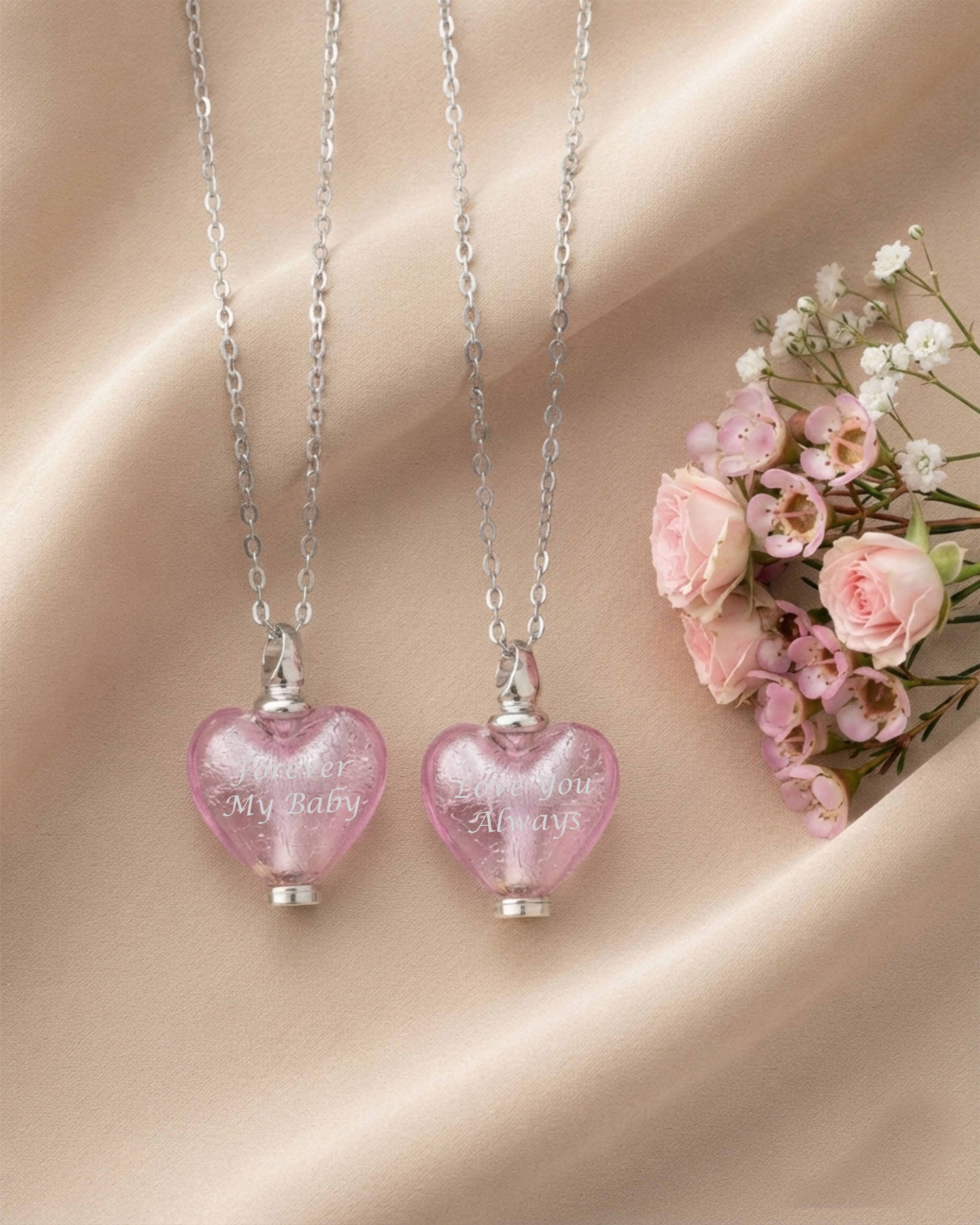 Loved Remembered Murano Glass Heart Urn - October