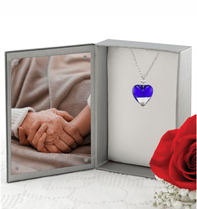 Loved Remembered Murano Glass Heart Urn - 'Peace and Harmony'