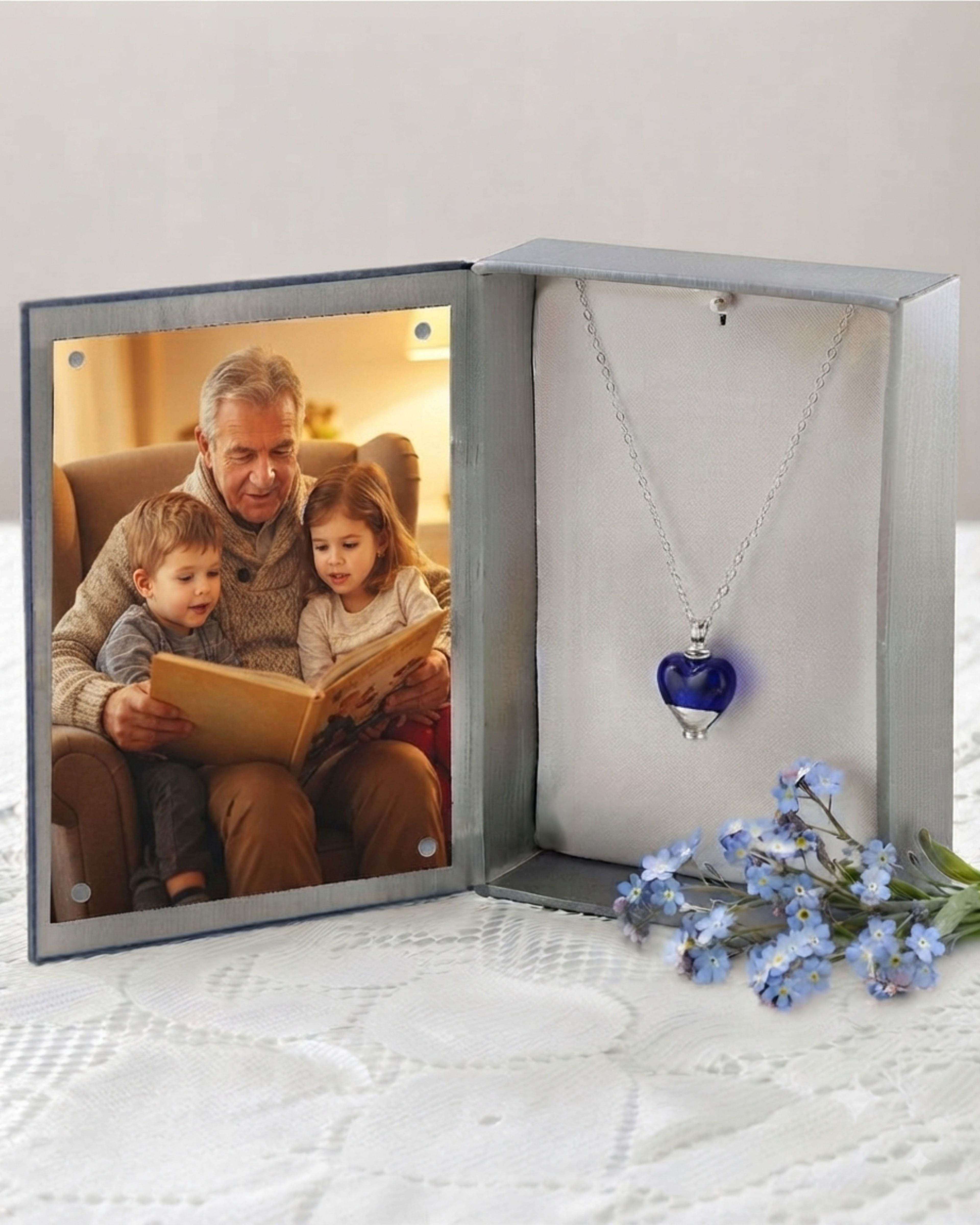 Loved Remembered Murano Glass Heart Urn - 'Peace and Harmony'