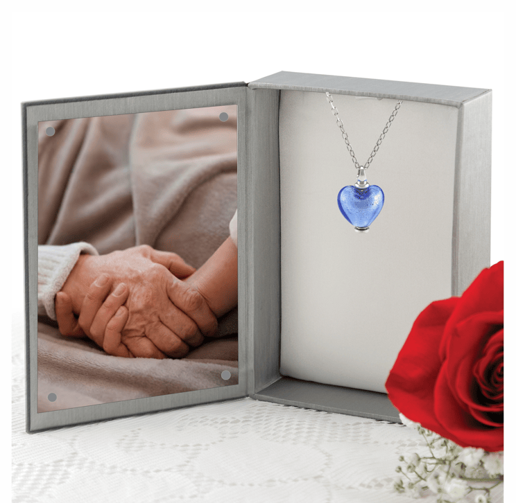 Loved Remembered Murano Glass Heart Urn - September
