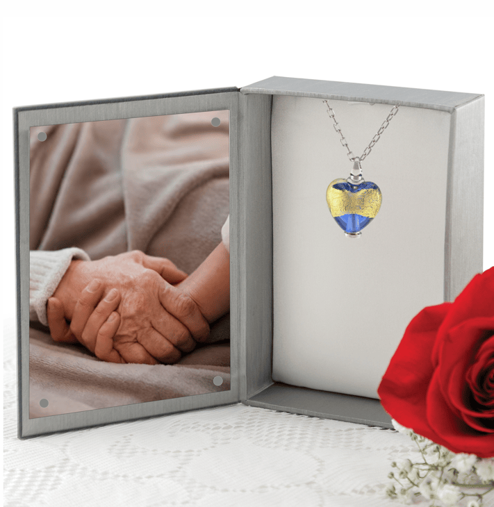 Loved Remembered Murano Glass Heart Urn - 'Wrapped in Glory'