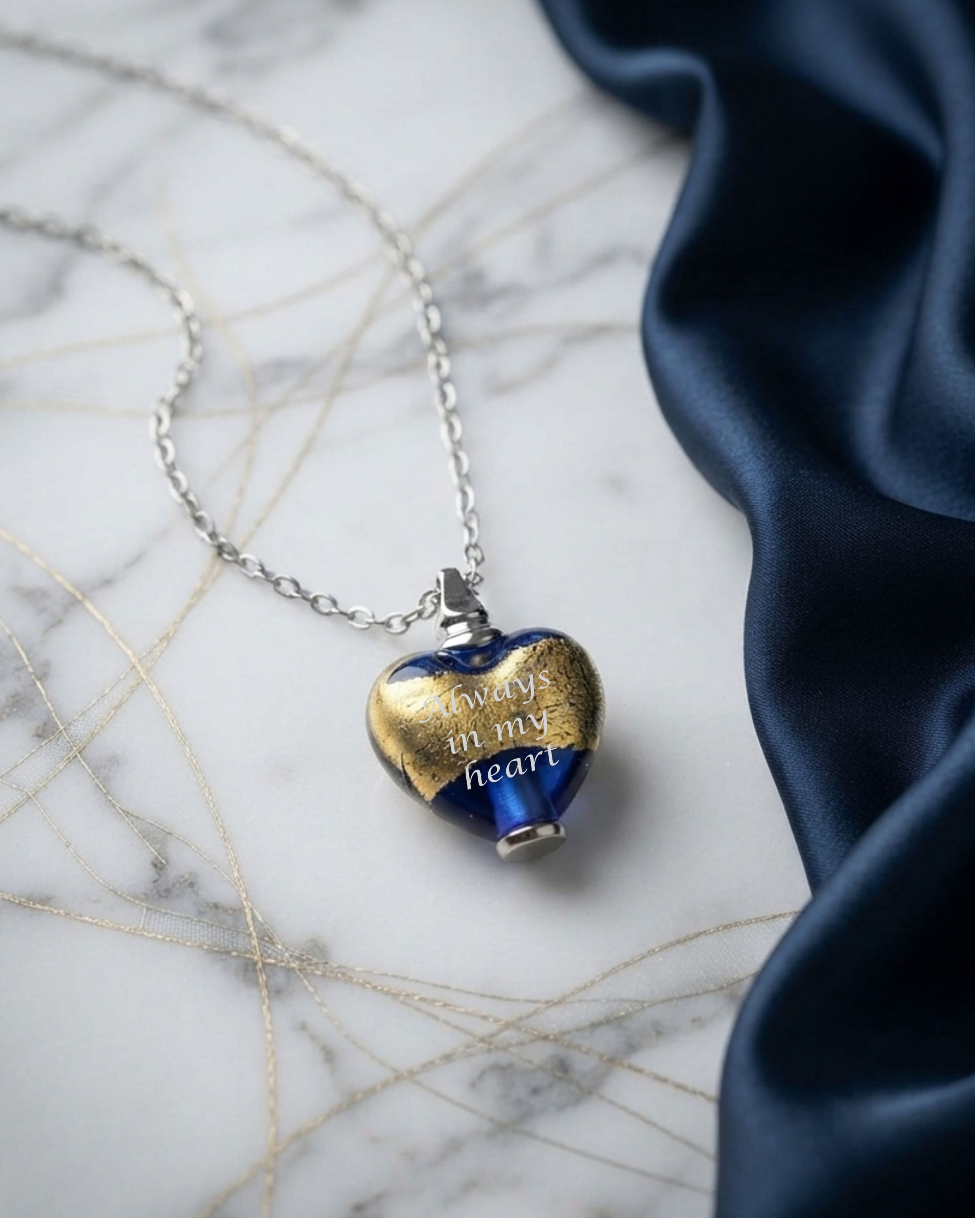 Loved Remembered Murano Glass Heart Urn - 'Wrapped in Glory'