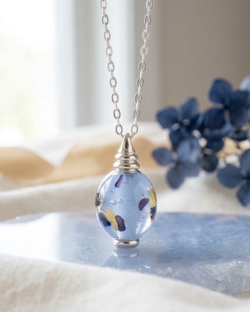 Loved Remembered Murano Glass Olive - Ocean Mist