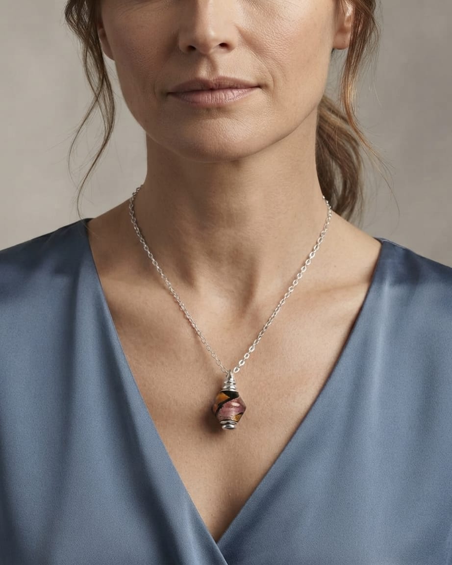Loved Remembered Murano Glass Pendant Urn - 'Eventide Rose'
