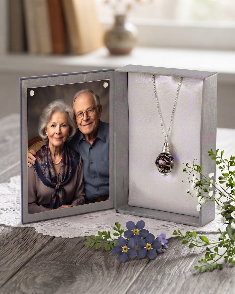 Loved Remembered Murano Glass Pendant Urn - Everlasting Embrace
