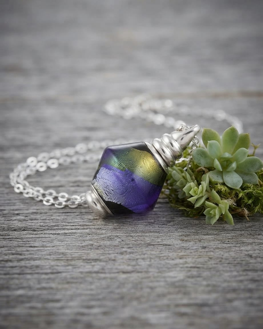 Loved Remembered Murano Glass Pendant Urn - 'Peaceful Waters'