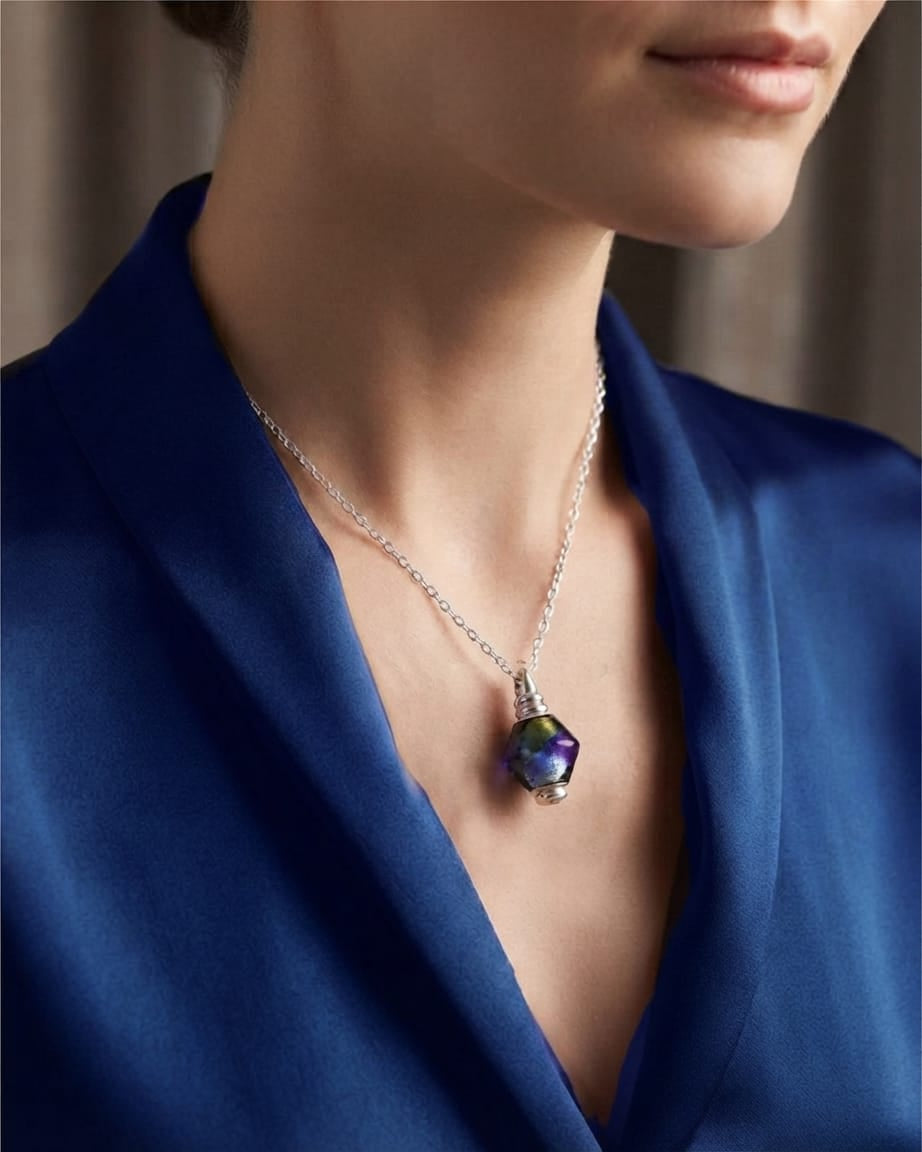 Loved Remembered Murano Glass Pendant Urn - 'Peaceful Waters'
