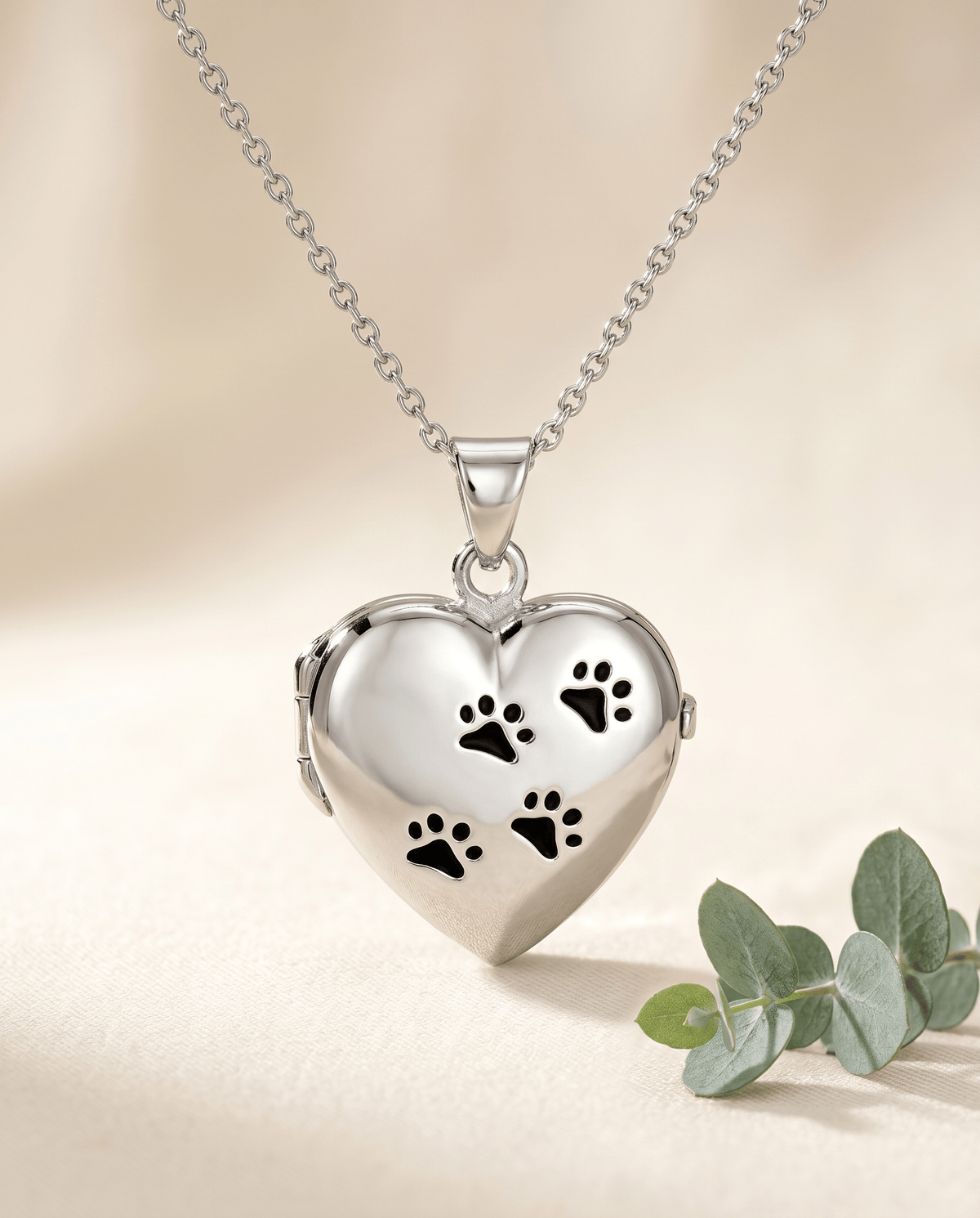 Loved Remembered Paw Print Locket Urn