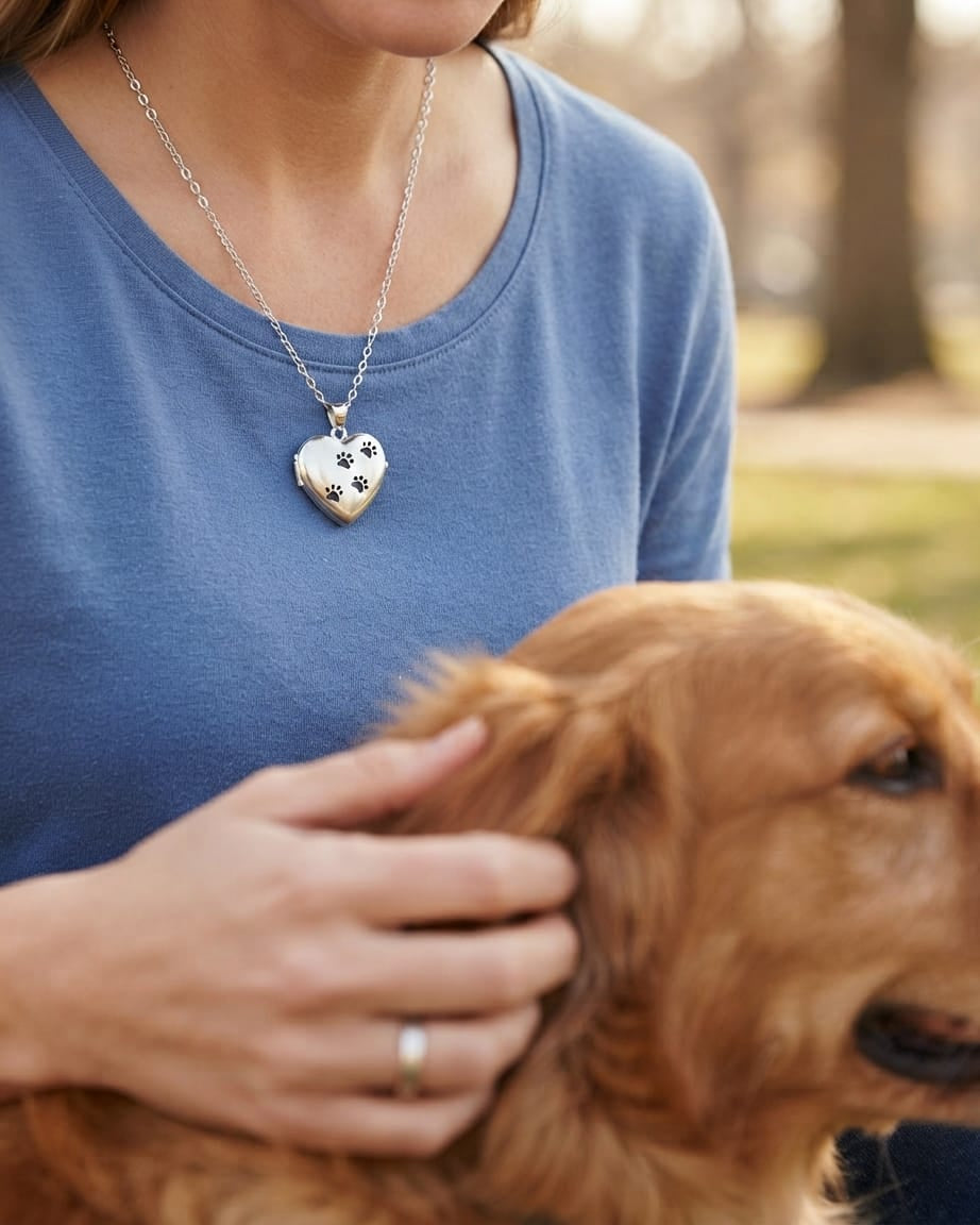 Loved Remembered Paw Print Locket Urn