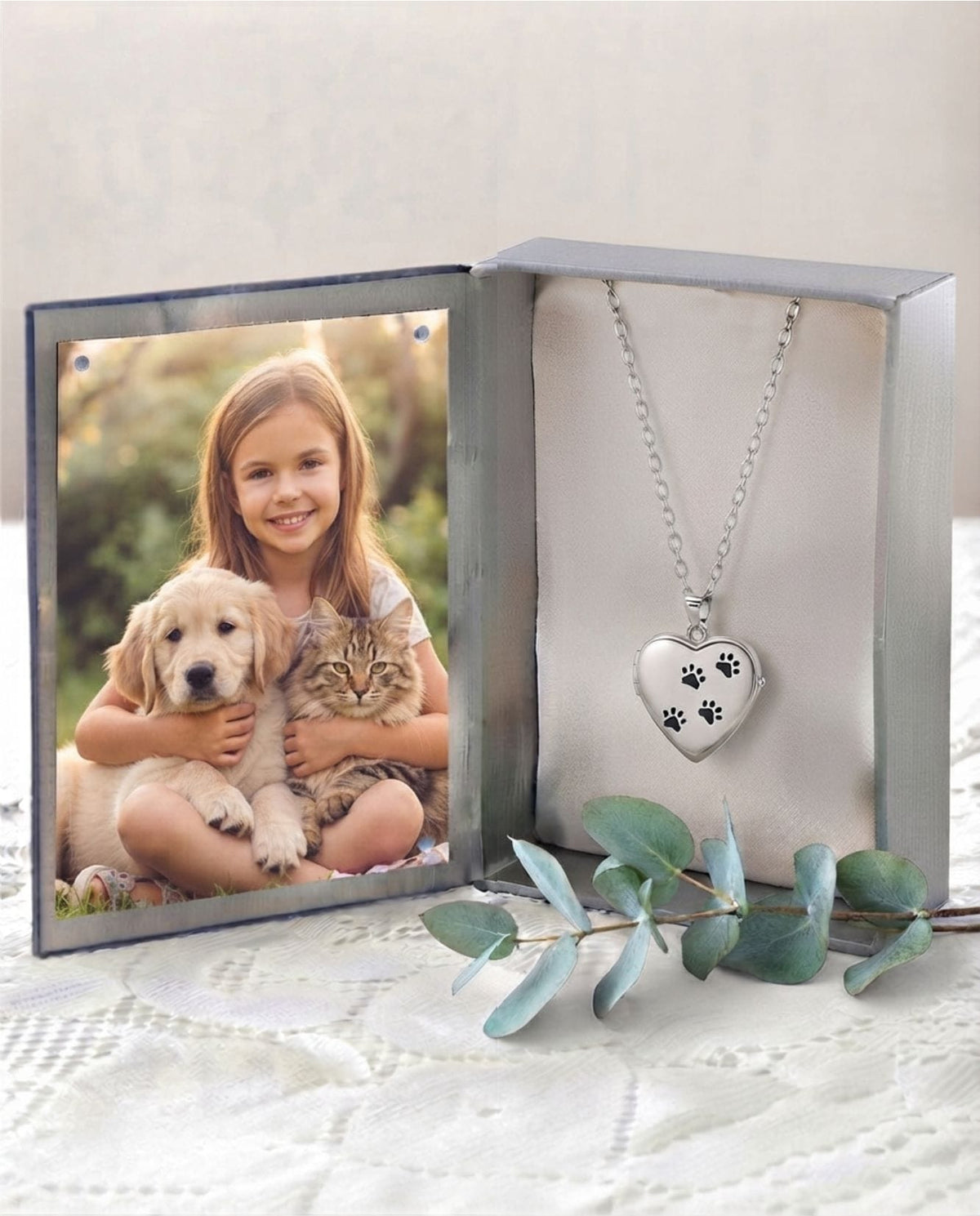 Loved Remembered Paw Print Locket Urn