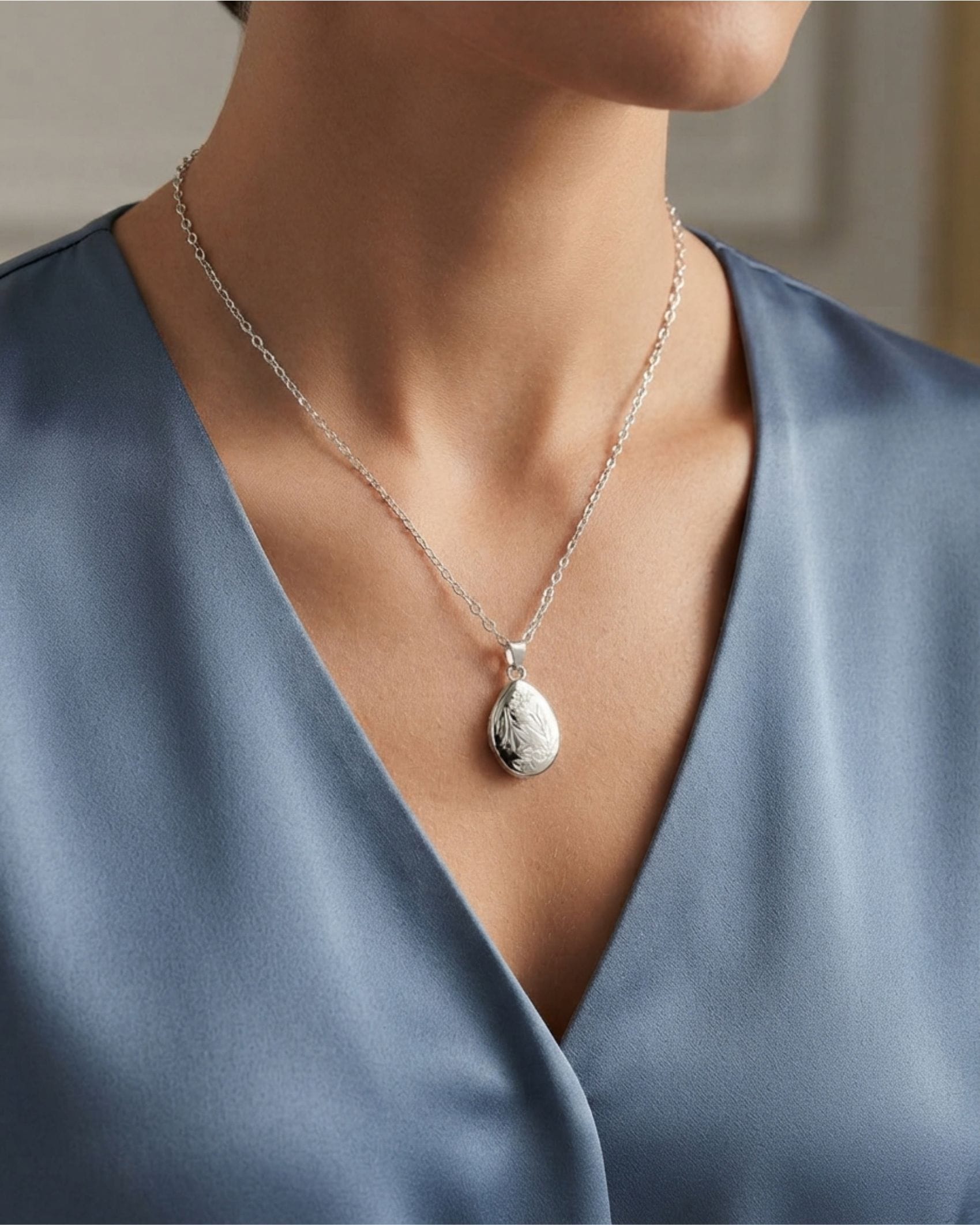 Loved Remembered 'Poppy' Silver Teardrop Pendant Urn