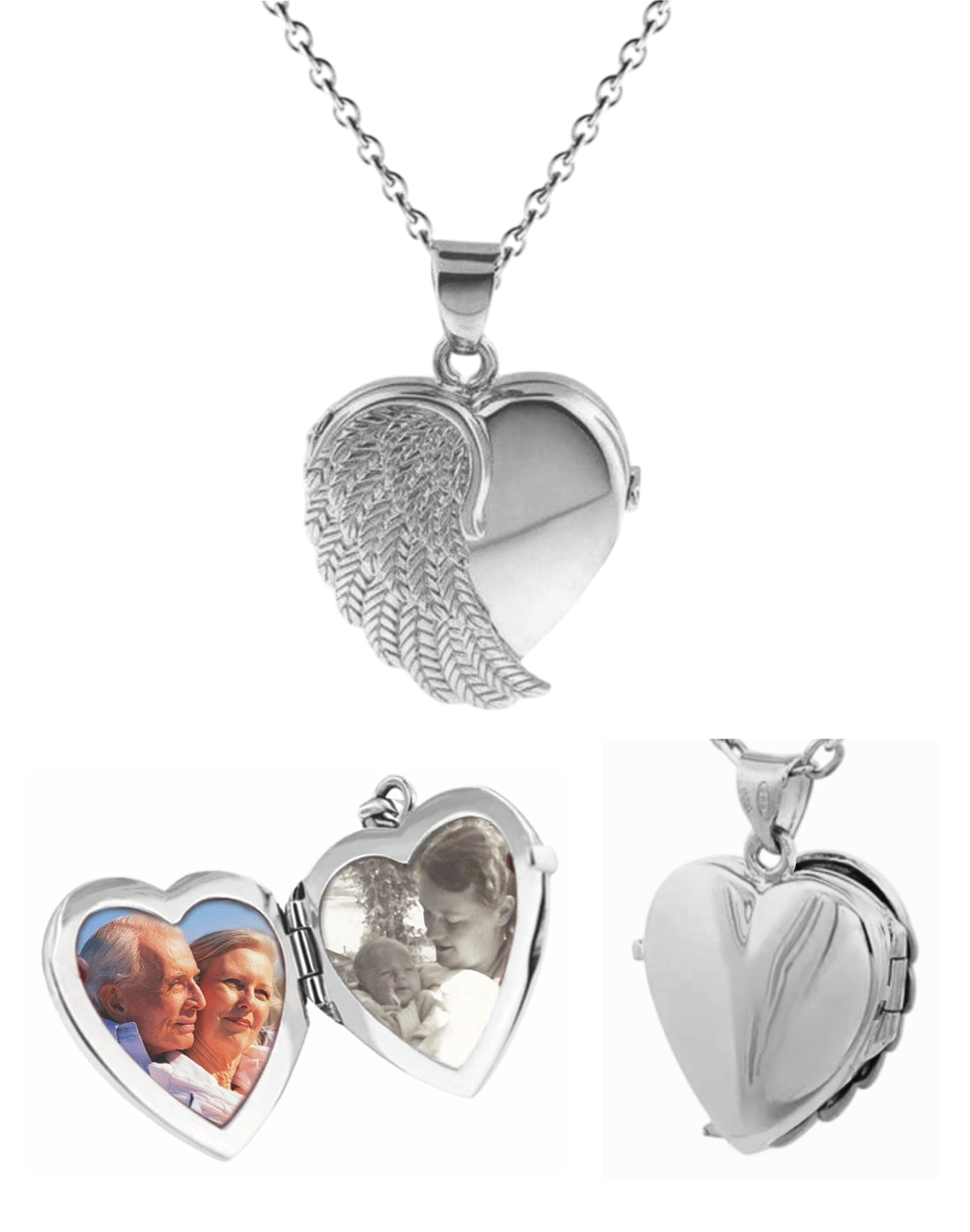 Loved Remembered Silver Angel Wing Classic Locket