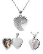 Loved Remembered Silver Angel Wing Locket Urn