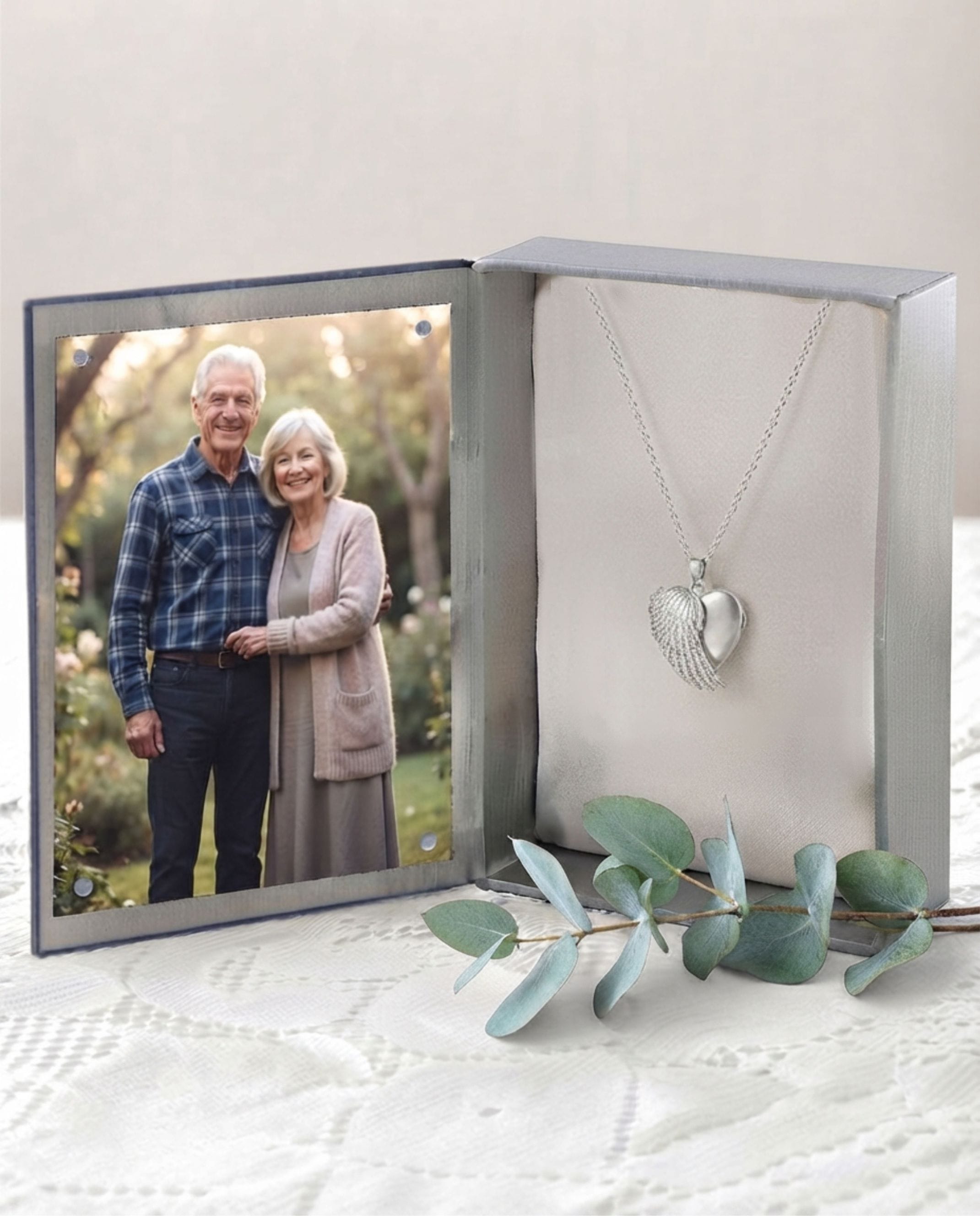 Loved Remembered Silver Angel Wing Locket Urn
