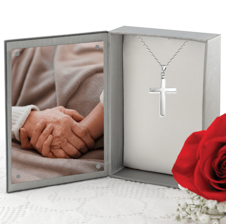 Loved Remembered Silver Cross Pendant Urn