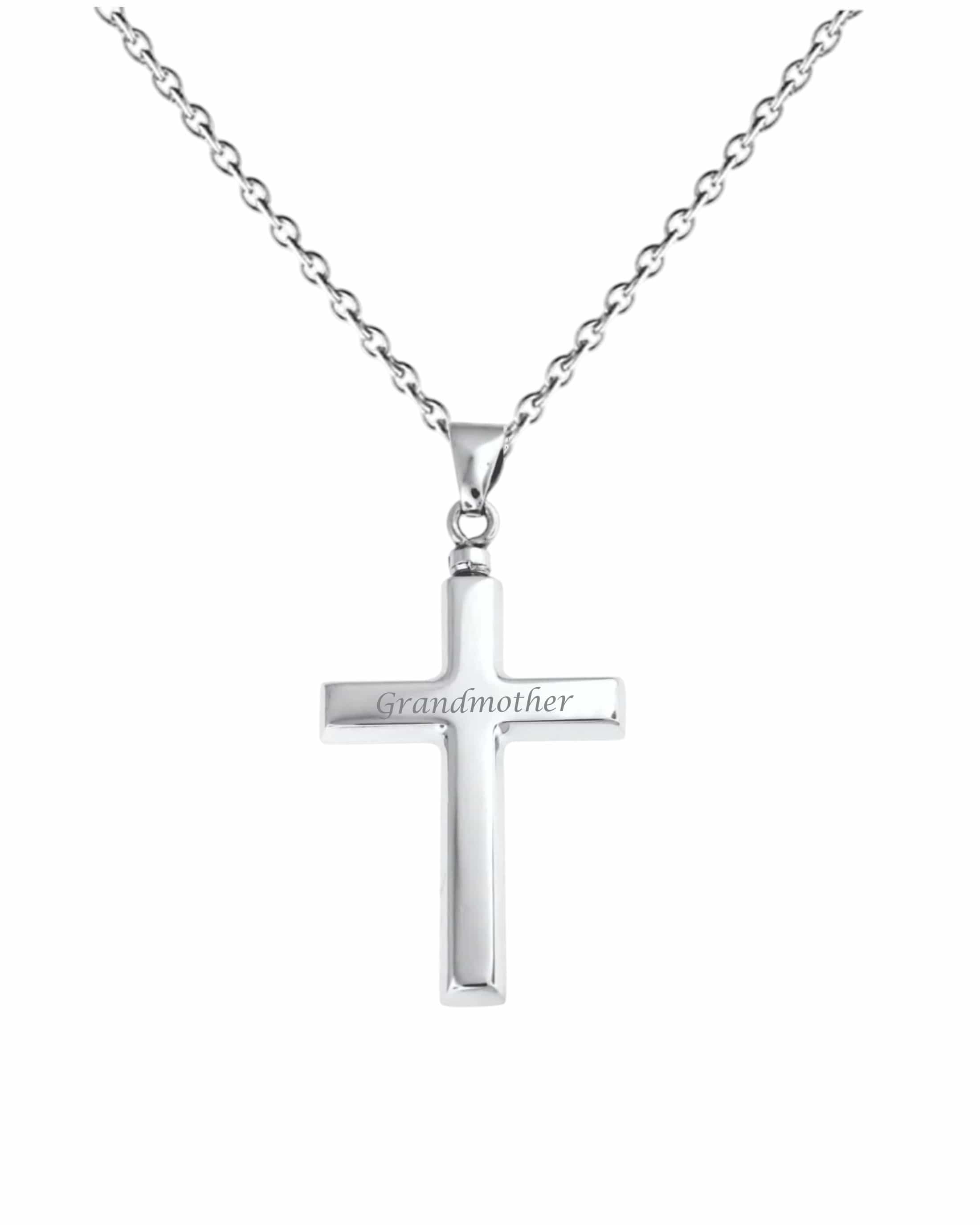 Loved Remembered Silver Cross Pendant Urn