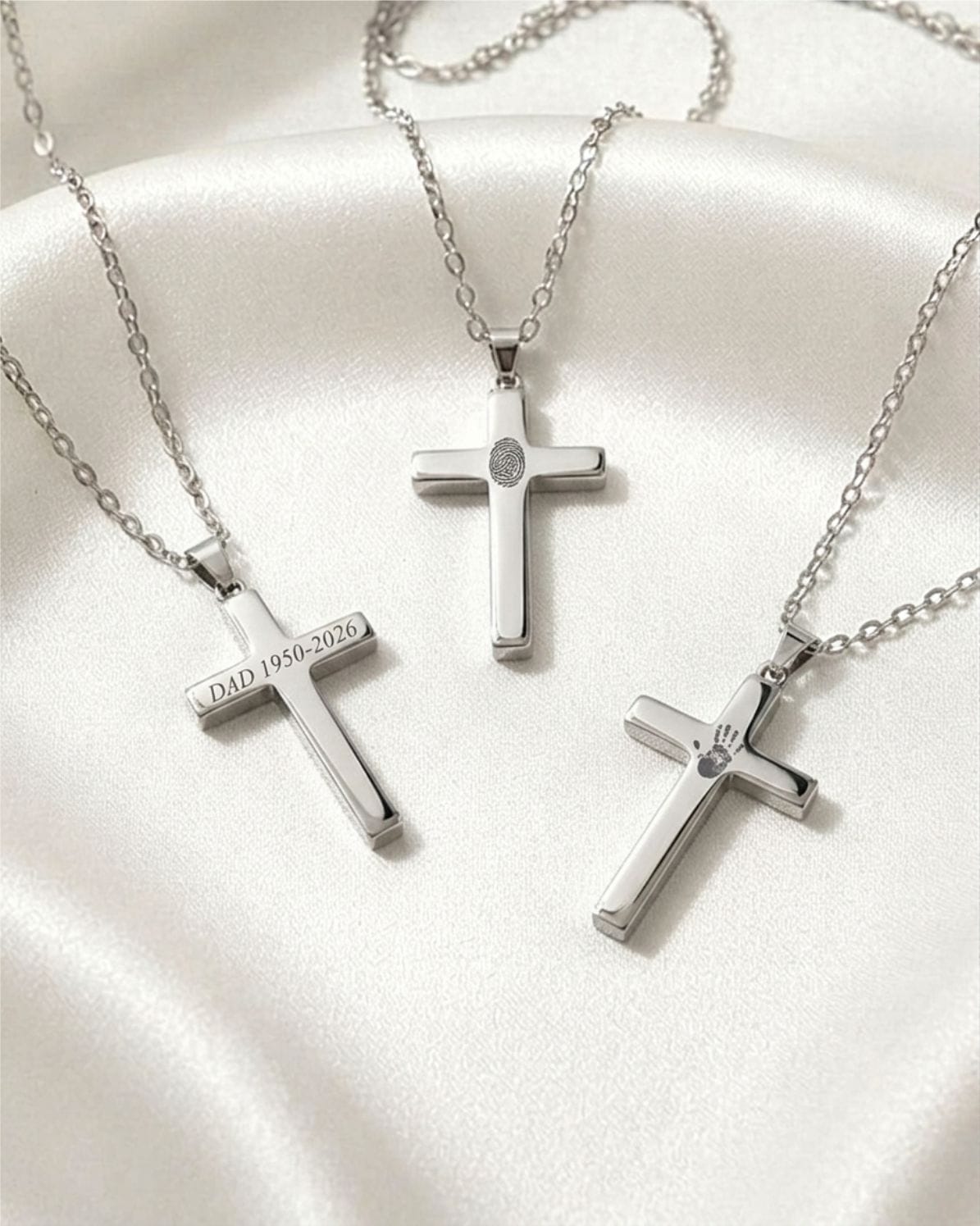 Loved Remembered Silver Cross Pendant Urn