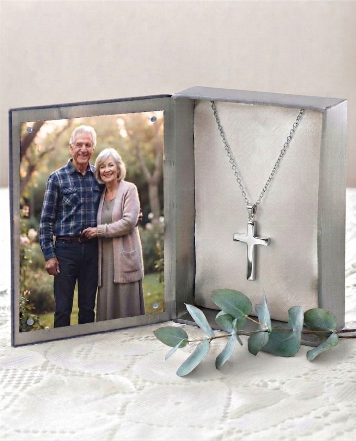 Loved Remembered Silver Cross Pendant Urn