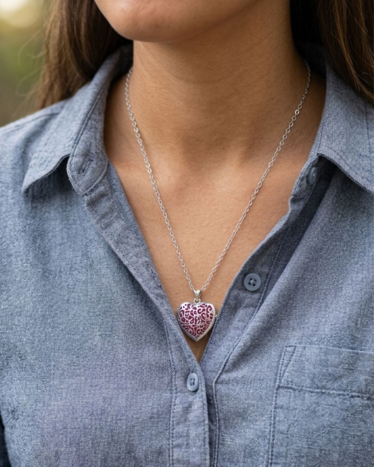 Loved Remembered Silver Filigree Heart Classic Locket