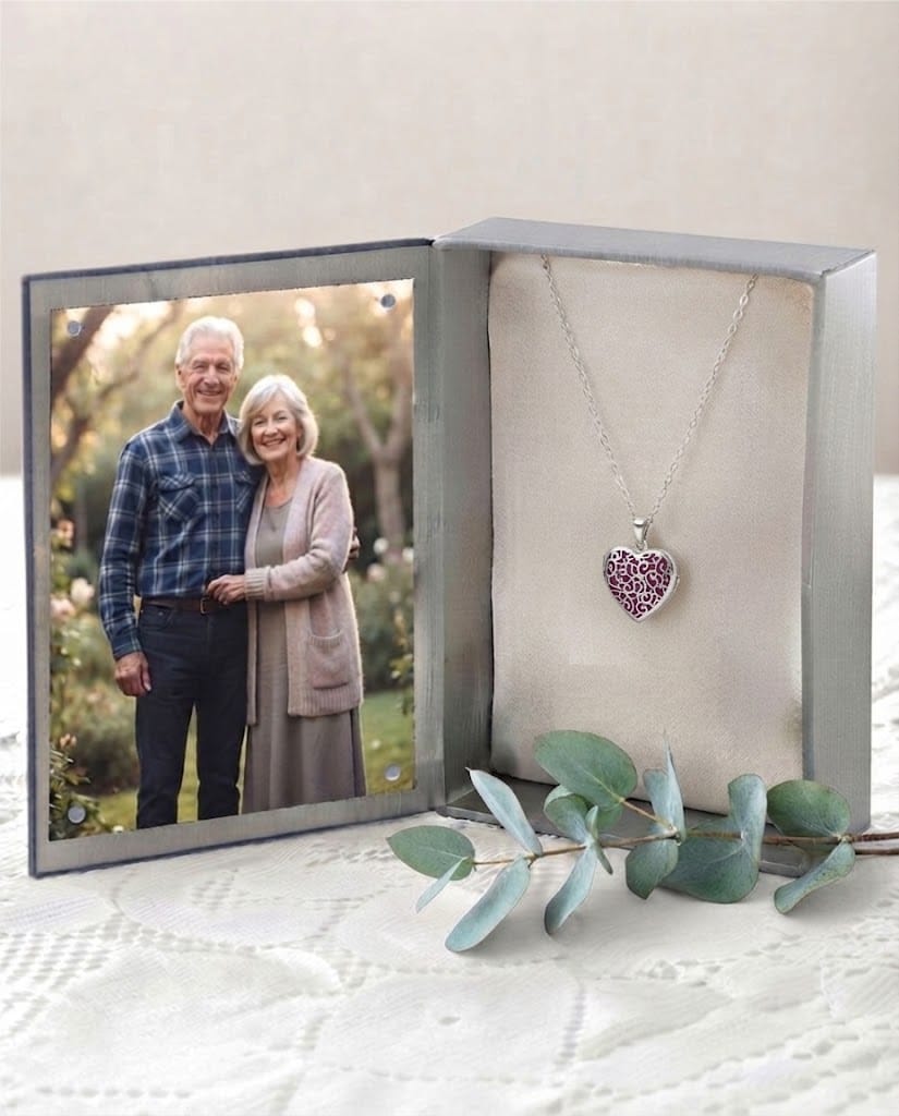 Loved Remembered Silver Filigree Heart Locket Urn