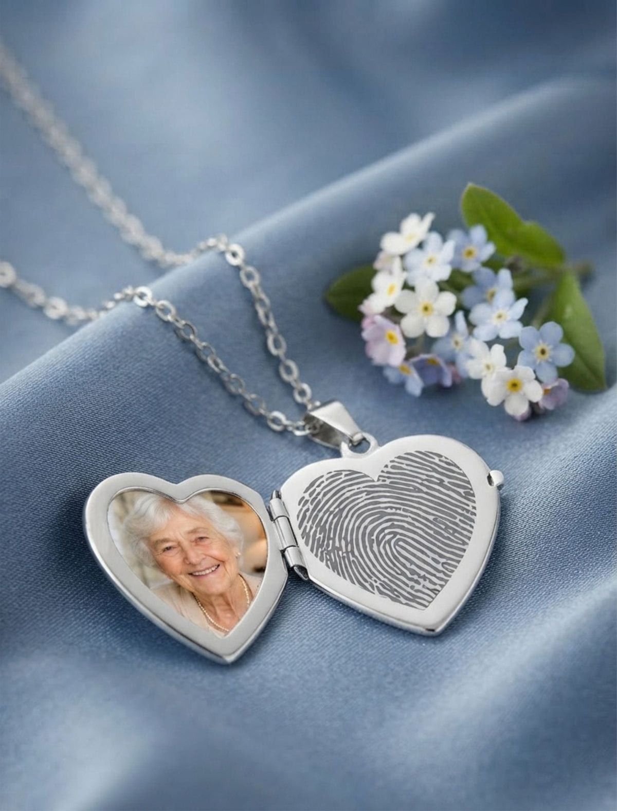Loved Remembered Silver Filigree Heart Locket Urn