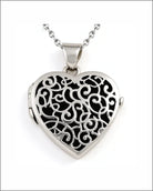 Loved Remembered Silver Filigree Heart Photo Print Locket