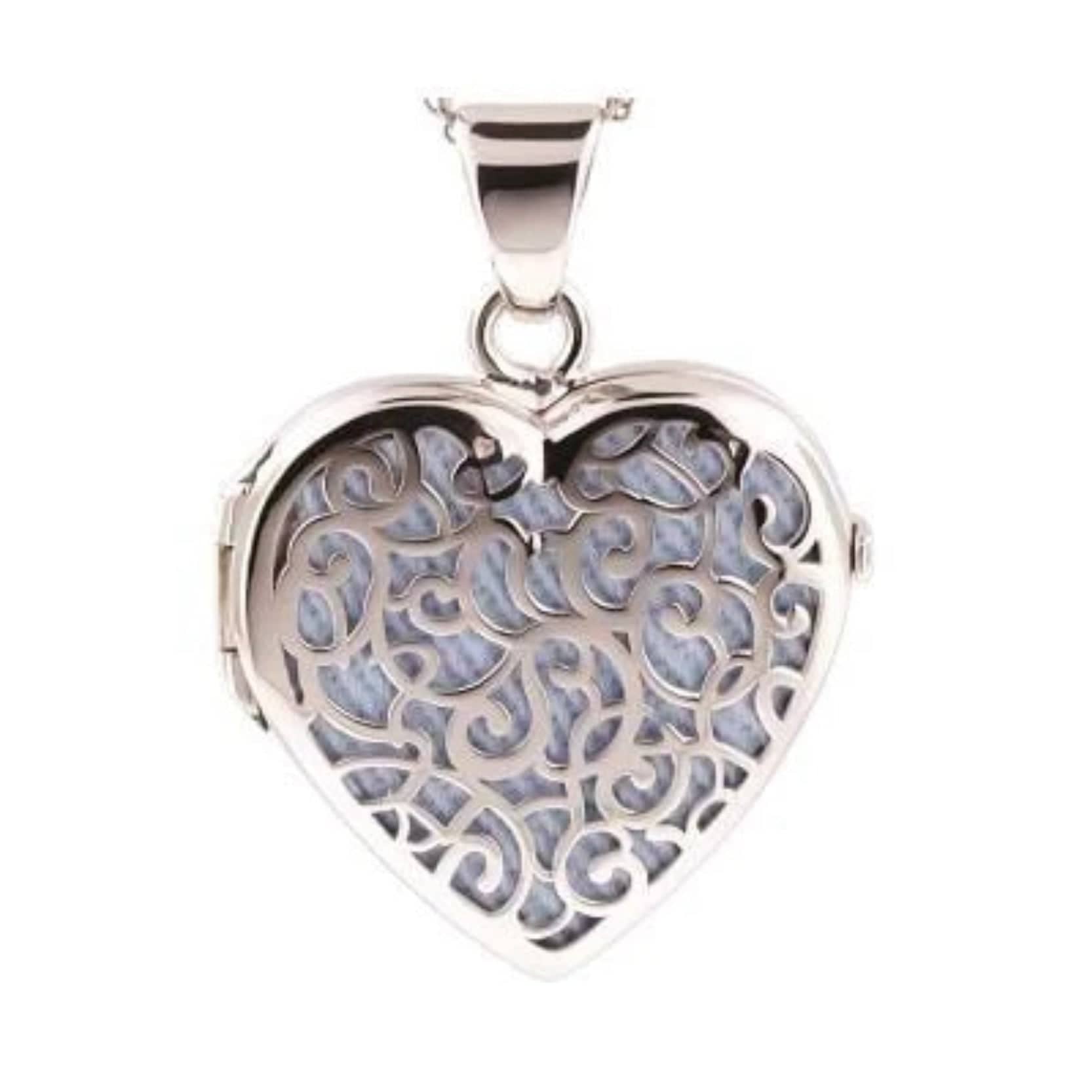 Loved Remembered Silver Filigree Heart Photo Print Locket