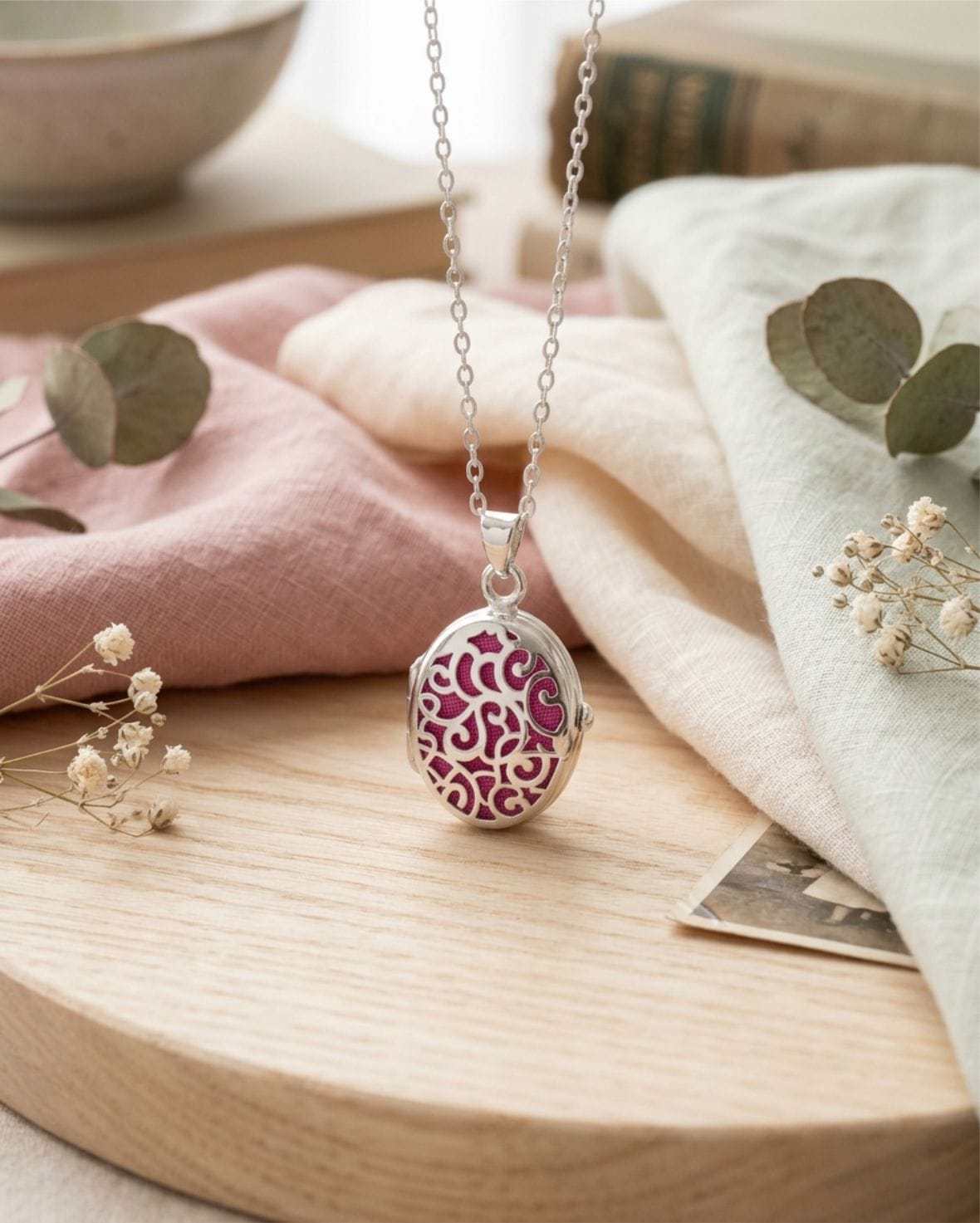 Loved Remembered Silver Filigree Oval Classic Locket
