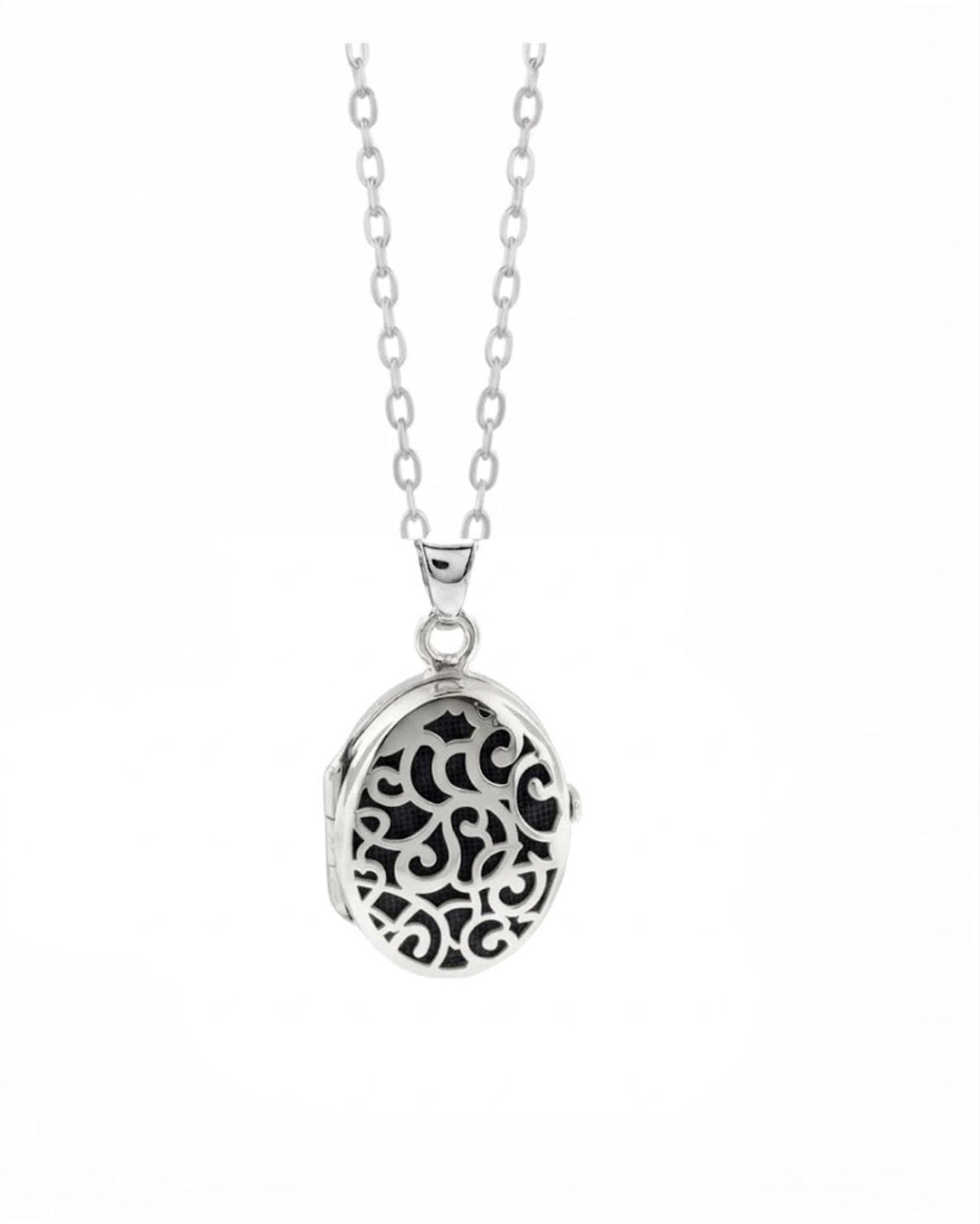 Loved Remembered Silver Filigree Oval Classic Locket