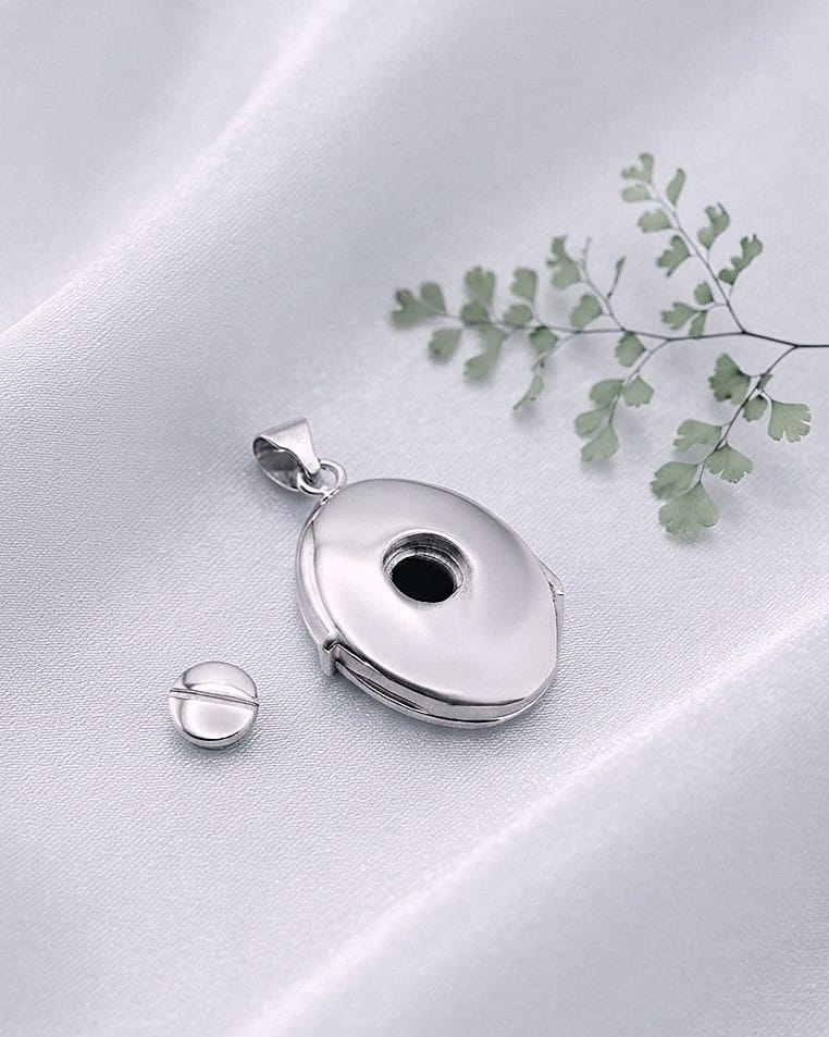 Loved Remembered Silver Filigree Oval Locket Urn