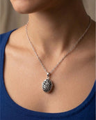 Loved Remembered Silver Filigree Oval Locket Urn