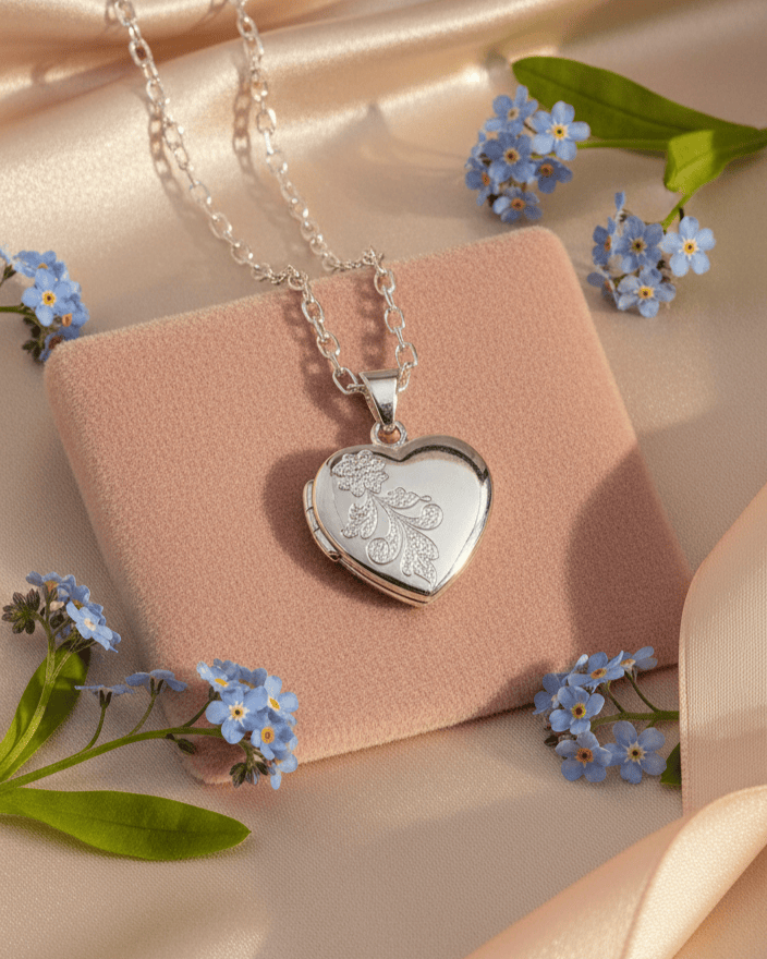 Loved Remembered Silver 'Forget Me Not' Classic Locket