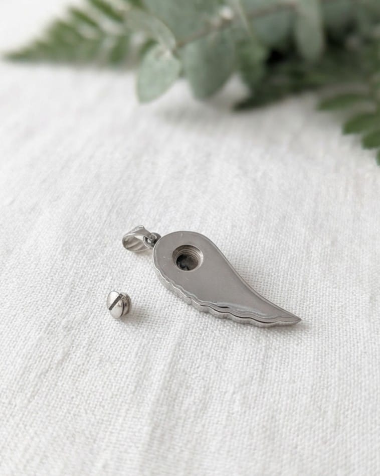 Loved Remembered Silver Guardian Angel Pendant Urn