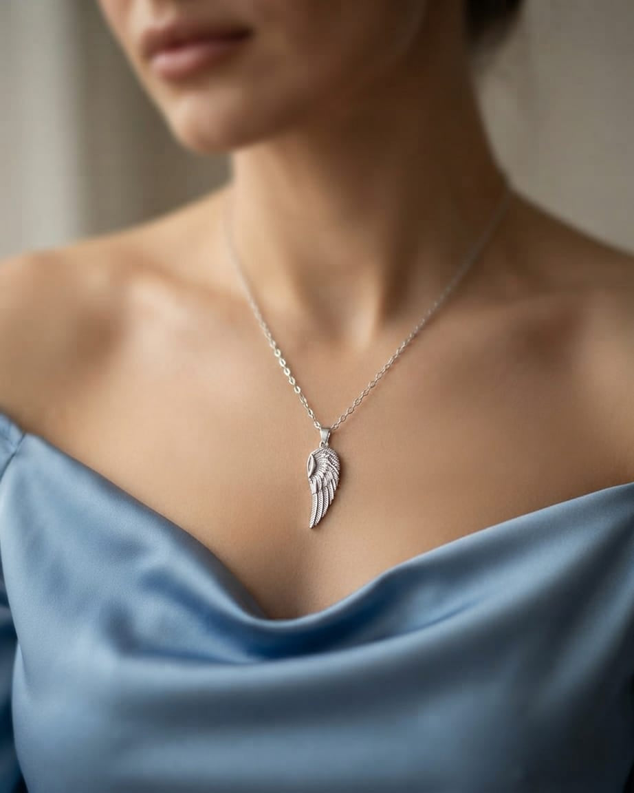 Loved Remembered Silver Guardian Angel Pendant Urn