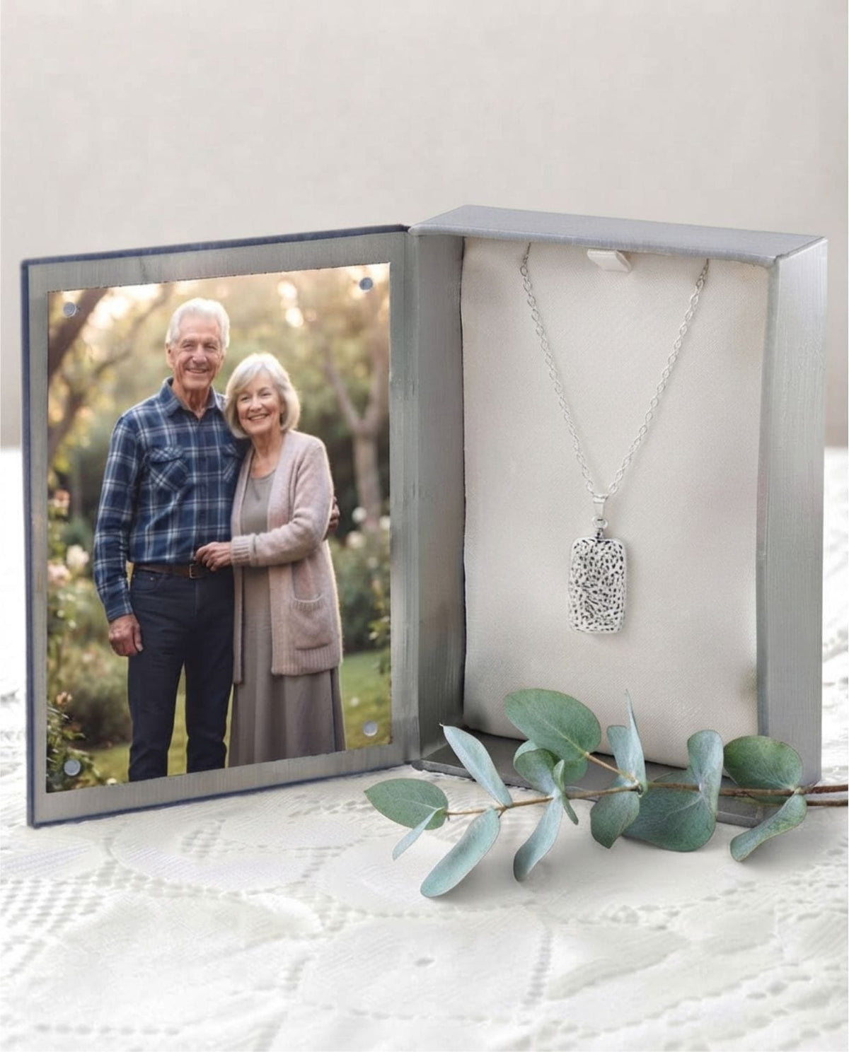 Loved Remembered Silver Hammered Rectangle Pendant Urn - Top Filling