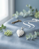 Loved Remembered Silver Heart Locket Urn - Diamond Cut