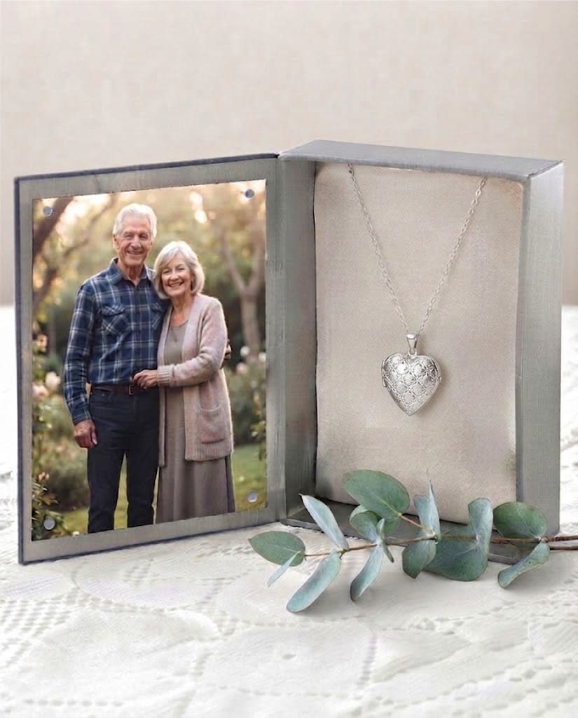 Loved Remembered Silver Heart Locket Urn - Diamond Cut