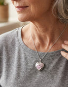 Loved Remembered Silver Heart Locket Urn - Flowers