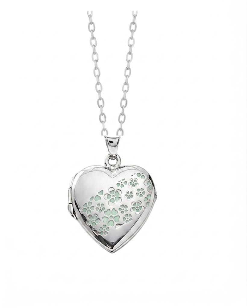 Loved Remembered Silver Heart Locket Urn - Flowers