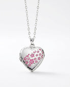 Loved Remembered Silver Heart Locket Urn - Flowers