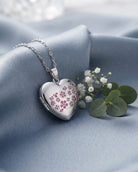 Loved Remembered Silver Heart Locket Urn - Flowers
