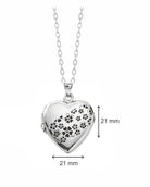Loved Remembered Silver Heart Locket Urn - Flowers