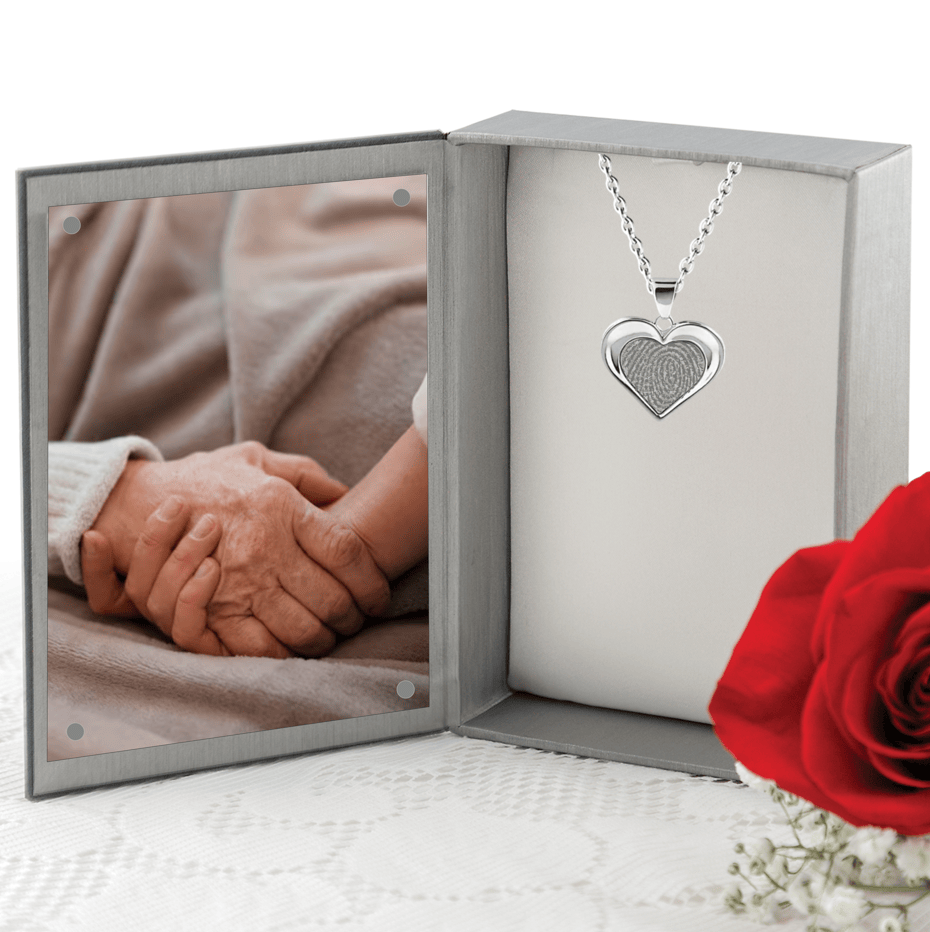 Loved Remembered Silver Heart Pendant - Fingerprint Engraving