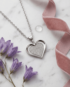 Loved Remembered Silver Heart Pendant - Fingerprint Engraving